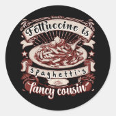 Fettuccine is de Fancy neef van Spaghetti Ronde Sticker (Voorkant)