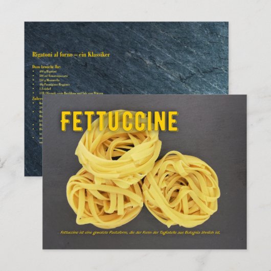 Fettuccine Italienisches Restaurant Rezept zutat Briefkaart (Voorkant / Achterkant)