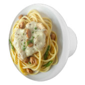 Fettuccini Alfredo Funny Food  Keramische Knop (Rechts)