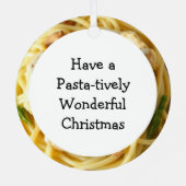 Fettuccini Alfredo Grappig Eten Kerstmis Metalen Ornament (Achterkant)