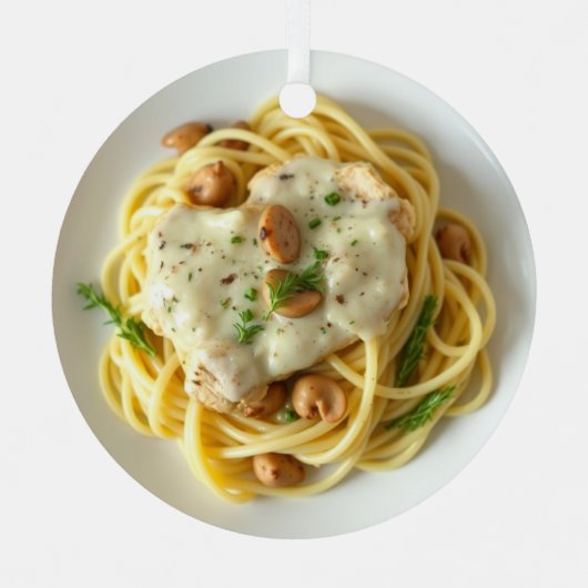 Fettuccini Alfredo Grappig Eten Kerstmis Metalen Ornament (Voorkant)