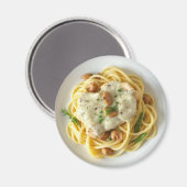 Fettuccini Alfredo Grappig Eten Magneet (Voorkant / Achterkant)