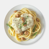 Fettuccini Alfredo Grappig Eten Magneet (Voorkant)