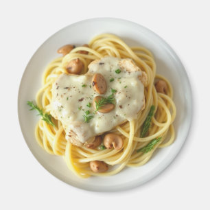 Fettuccini Alfredo Grappig Eten Magneet