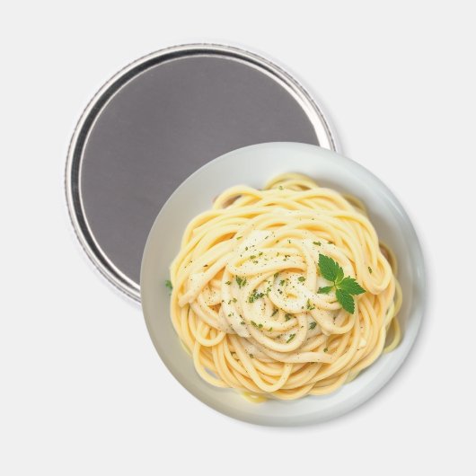Fettuccini Alfredo Grappig Realistisch Eten Magneet (Voorkant / Achterkant)