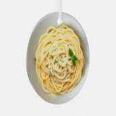 Fettuccini Alfredo Grappig Realistisch Voedsel Ker Metalen Ornament (Voorkant Rechts)