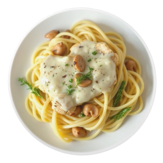 Fettuccini Alfredo Grappig Voedsel Keramische Knop (Voorkant)