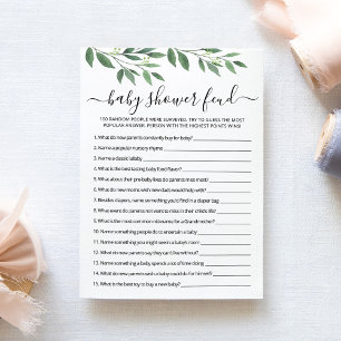 Feud spel met antwoorden Baby shower partij Kaart