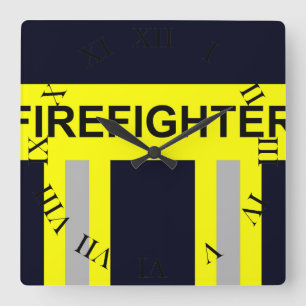 Feuerwehr Symbol Uniform Blau Quadratische Wanduhr Vierkante Klok