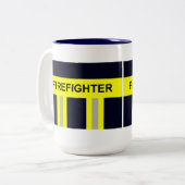 Feuerwehr Symbol Uniform Blau Zweifarbige Tasse Tweekleurige Koffiemok (Voorkant links)