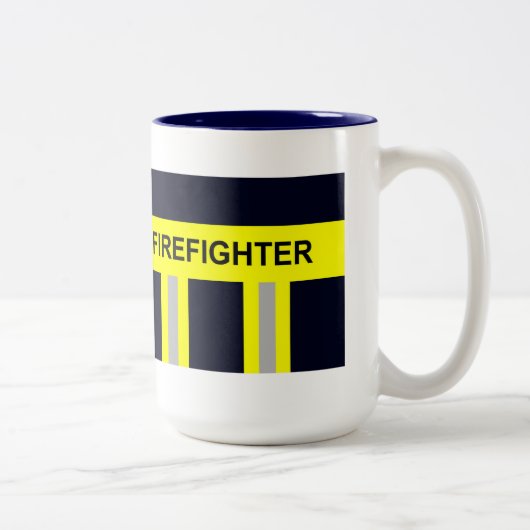 Feuerwehr Symbol Uniform Blau Zweifarbige Tasse Tweekleurige Koffiemok (Rechts)