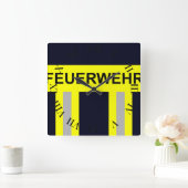 Feuerwehr Symbool Uniform Blau Vierkante Klok (Huis)