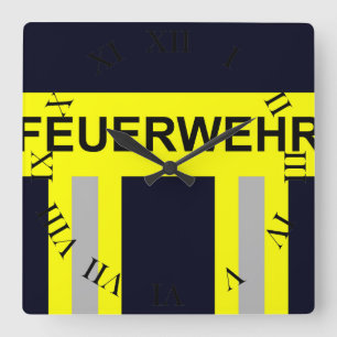 Feuerwehr Symbool Uniform Blau Vierkante Klok
