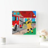 Feuerwehrmann im Feuerwehreinsatz beim löschen Qua Vierkante Klok (Huis)