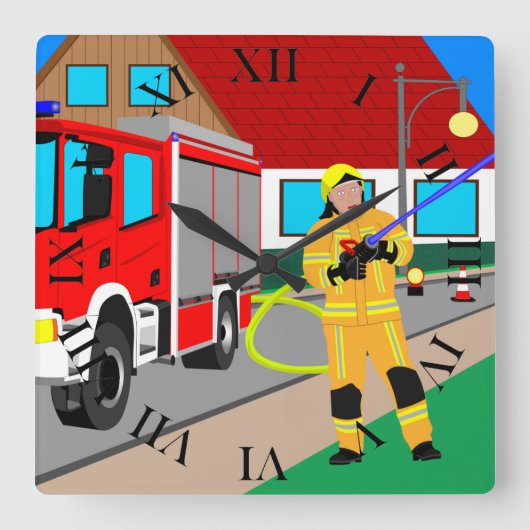 Feuerwehrmann im Feuerwehreinsatz beim löschen Qua Vierkante Klok (Voorkant)