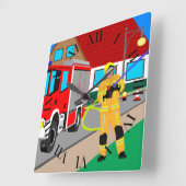 Feuerwehrmann im Feuerwehreinsatz beim löschen Qua Vierkante Klok (Hoek)