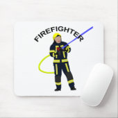 Feuerwehrmann in blauer Einsatzkleidung Mousepad Muismat (Met muis)