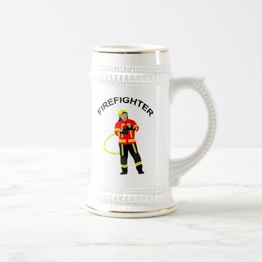 Feuerwehrmann in Einsatzkleidung Bierglas Bierpul (Rechts)