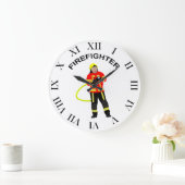 Feuerwehrmann in Einsatzkleidung Große Wanduhr Grote Klok (Huis)