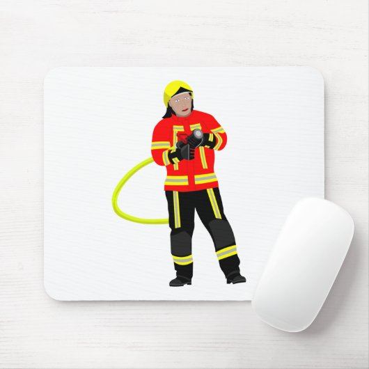 Feuerwehrmann in Einsatzkleidung Mousepad Muismat (Met muis)