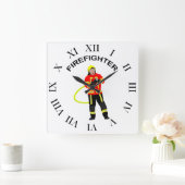 Feuerwehrmann in Einsatzkleidung Quadratische Wan Vierkante Klok (Huis)