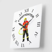 Feuerwehrmann in Einsatzkleidung Quadratische Wan Vierkante Klok (Hoek)