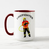 Feuerwehrmann in Einsatzkleidung Tasse Mok (Links)
