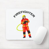 Feuerwehrmann in roter Einsatzkleidung Mousepad Muismat (Met muis)