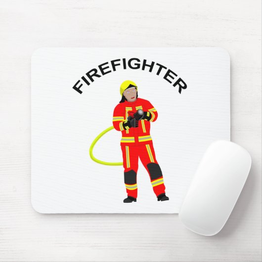 Feuerwehrmann in roter Einsatzkleidung Mousepad Muismat (Met muis)