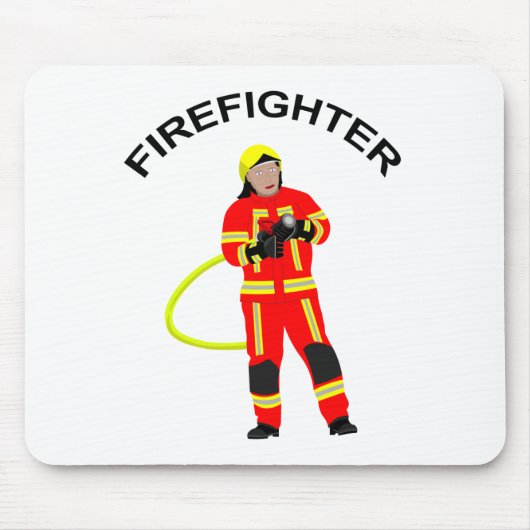 Feuerwehrmann in roter Einsatzkleidung Mousepad Muismat (Voorkant)