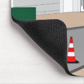 Feuerwehrmann löscht Garagenbrand Mousepad Muismat (Hoek)