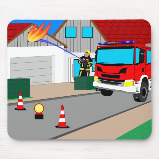 Feuerwehrmann löscht Garagenbrand Muismat (Voorkant)