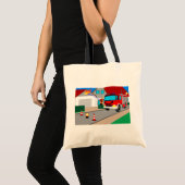 Feuerwehrmann löscht Garagenbrand Tragetasche Tote Bag (Voorkant (product))