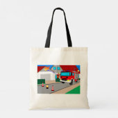Feuerwehrmann löscht Garagenbrand Tragetasche Tote Bag (Achterkant)