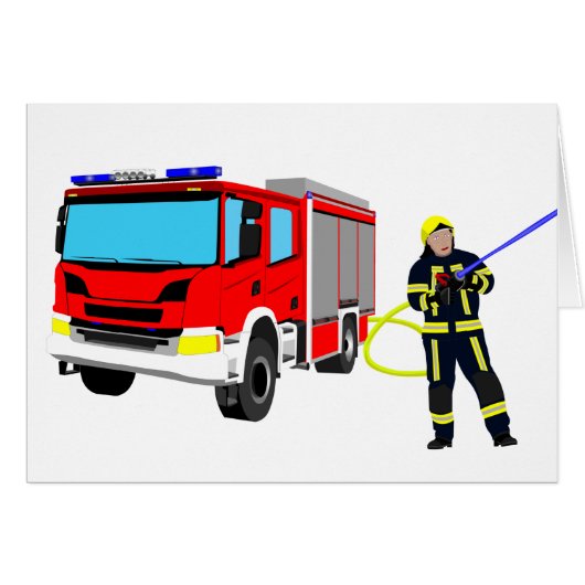 Feuerwehrmann und Löschfahrzeug (Voorkant Horizontaal)