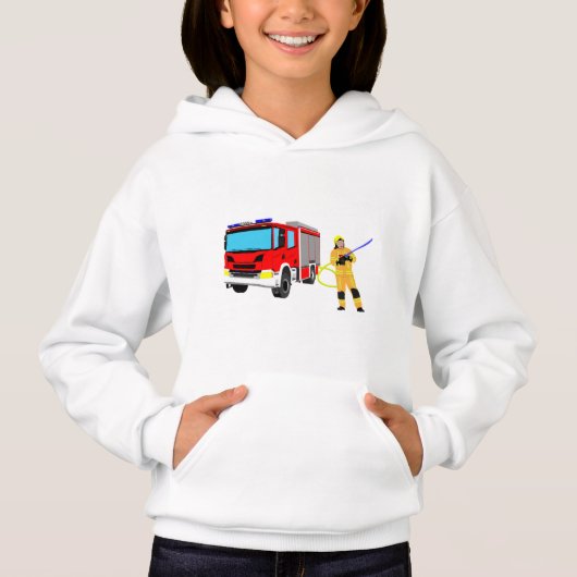 Feuerwehrmann und Löschfahrzeug Hoodie (Voorkant)