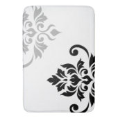 Feuille Damask Art I Zwart & Grijs op Wit Badmat (Voorkant Verticaal)