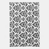 Feuille Damask Big Pattern Black op White Theedoek (Verticaal)