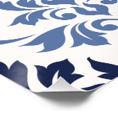 Feuille Damask Big Pattern Blues op Cream Poster (Hoek)