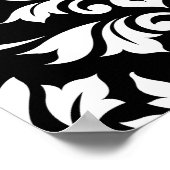 Feuille Damask Big Pattern White op Black Poster (Hoek)