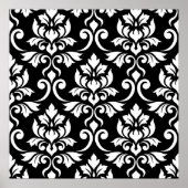 Feuille Damask Big Pattern White op Black Poster (Voorkant)