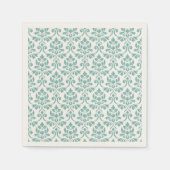 Feuille Damask Blauwgroen Grote Patroon Servet (Voorkant)