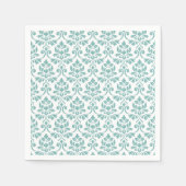 Feuille Damask Blauwgroen Grote Patroon Servet (Voorkant)