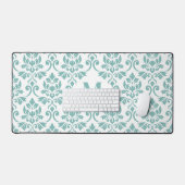 Feuille Damask Blauwgroen LG Pattern (Aangepast) Bureaumat (Keyboard & Muis)