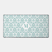 Feuille Damask Blauwgroen Pattern (Aangepast) Bureaumat (Voorkant)