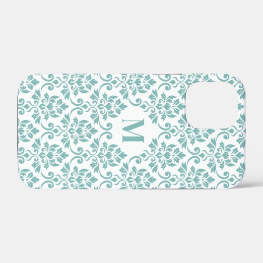 Feuille Damask Blauwgroen Pattern (Aangepast) Case-Mate iPhone Case (Achterkant (horizontaal))