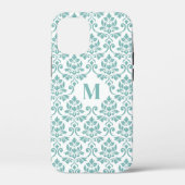 Feuille Damask Blauwgroen Pattern (Aangepast) Case-Mate iPhone Case (Achterkant)