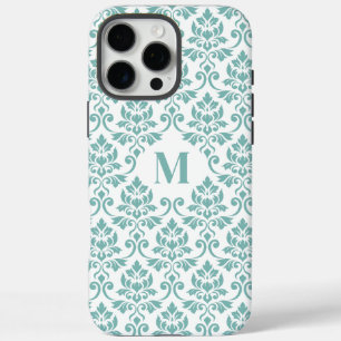 Feuille Damask Blauwgroen Pattern (Aangepast) iPhone 16 Pro Max Hoesje