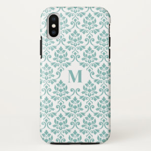 Feuille Damask Blauwgroen Pattern (Aangepast) Case-Mate iPhone Case