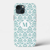 Feuille Damask Blauwgroen Pattern (Aangepast) Case-Mate iPhone Case (Achterkant)